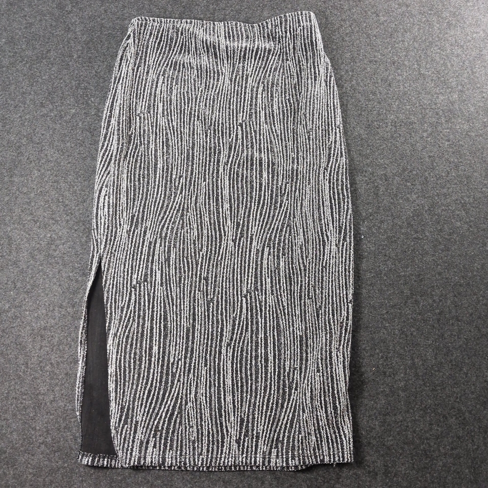 Elegant Black and Silver Metallic Skirt